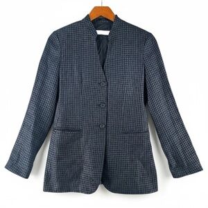 EMPORIO ARMANI ✘ Vintage 70s Silk Button Blazer Jacket Blue Made In Italy, US 2